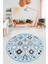 Baskılı Kaymaz Yıkanabilir Etnik Modern Yuvarlak Mutfak Halısı Salon Halısı Y-Modern-60-Mavi 1