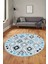 Baskılı Kaymaz Yıkanabilir Etnik Modern Yuvarlak Mutfak Halısı Salon Halısı Y-Modern-60-Mavi 5