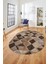 Baklava Desen Baskılı Kaymaz Taban Yıkanabilir Modern Oval Yolluk Salon Halısı O-MODERN-103-KAHVE 3