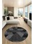 Baskılı Kaymaz Taban Yıkanabilir Modern Şık Yuvarlak Mutfak Salon Halısı Y-Modern-96-Antrasit 4