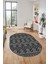 Sade Desen Özel Tasarım Dijital Kaymaz Yıkanabilir Oval Yolluk Salon Halısı O-Modern-87-Gri 2
