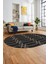 Şık Sade Desen Özel Dijital Kaymaz Yıkanabilir Oval Yolluk Salon Halısı O-Modern-88-Antrasit 1