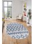 Modern Kilim Desen Dijital Kaymaz Yıkanabilir Oval Yolluk Mutfak Salon Halısı O-Modern-92-Mavi 1