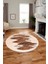 Baskılı Kaymaz Taban Yıkanabilir Yaprak Desenli Mutfak Yuvarlak Salon Halısı Y-Modern-08-Kahve 1