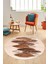 Baskılı Kaymaz Taban Yıkanabilir Yaprak Desenli Mutfak Yuvarlak Salon Halısı Y-Modern-08-Kahve 3