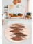 Baskılı Kaymaz Taban Yıkanabilir Yaprak Desenli Mutfak Yuvarlak Salon Halısı Y-Modern-08-Kahve 4