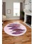 Baskılı Kaymaz Taban Yıkanabilir Yaprak Desenli Mutfak Yuvarlak Salon Halısı Y-Modern-08-Mor 1
