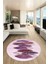 Baskılı Kaymaz Taban Yıkanabilir Yaprak Desenli Mutfak Yuvarlak Salon Halısı Y-Modern-08-Mor 2
