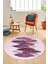 Baskılı Kaymaz Taban Yıkanabilir Yaprak Desenli Mutfak Yuvarlak Salon Halısı Y-Modern-08-Mor 3