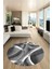 3D Baskılı Kaymaz Taban Yıkanabilir Modern Yuvarlak Mutfak Salon Halısı Y-Modern-97-Gri 4