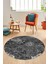 Çiçekli Modern Desen Dijital Kaymaz Yıkanabilir Yuvarlak Mutfak Salon Halısı Y-Modern-15-Antrasit 3
