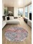 Çiçekli Modern Desen Dijital Kaymaz Yıkanabilir Yuvarlak Mutfak Salon Halısı Y-Modern-15-Pembe 2