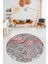 Çiçekli Modern Desen Dijital Kaymaz Yıkanabilir Yuvarlak Mutfak Salon Halısı Y-Modern-15-Pembe 4
