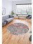 Çiçekli Modern Desen Dijital Kaymaz Yıkanabilir Yuvarlak Mutfak Salon Halısı Y-Modern-15-Pembe 5