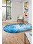 Baskılı Kaymaz Taban Yıkanabilir Modern Oval Yolluk Mutfak Salon Halısı O-MODERN-109-MAVİ 1