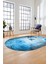 Baskılı Kaymaz Taban Yıkanabilir Modern Oval Yolluk Mutfak Salon Halısı O-MODERN-109-MAVİ 3