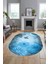 Baskılı Kaymaz Taban Yıkanabilir Modern Oval Yolluk Mutfak Salon Halısı O-MODERN-109-MAVİ 4