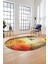 Baskılı Kaymaz Taban Yıkanabilir Modern Oval Yolluk Mutfak Salon Halısı O-MODERN-109-RENKLİ 3