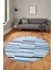 Şık Sade Kilim Desenli Dijital Kaymaz Yıkanabilir Yuvarlak Mutfak Salon Halısı Y-Modern-74-Mavi 4