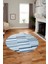 Şık Sade Kilim Desenli Dijital Kaymaz Yıkanabilir Yuvarlak Mutfak Salon Halısı Y-Modern-74-Mavi 5