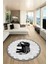 Fil Desen Baskılı Kaymaz Taban Yıkanabilir Modern Yuvarlak Salon Halısı Y-MODERN-101-GRİ 4