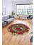 Modern Çiçek Desenli Dijital Kaymaz Yıkanabilir Yuvarlak Mutfak Salon Halısı Y-Modern-21-Krem 4