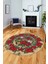Modern Çiçek Desenli Dijital Kaymaz Yıkanabilir Yuvarlak Mutfak Salon Halısı Y-Modern-21-Krem 5