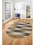 Renkli Desen Baskılı Kaymaz Taban Yıkanabilir Modern Oval Yolluk Salon Halısı O-MODERN-104-KAHVE 3