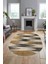 Renkli Desen Baskılı Kaymaz Taban Yıkanabilir Modern Oval Yolluk Salon Halısı O-MODERN-104-KAHVE 5