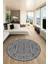 Kilim Desen Baskılı Kaymaz Taban Yıkanabilir Modern Yuvarlak Salon Halısı Y-MODERN-108-GRİ 3