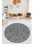 Kilim Desen Baskılı Kaymaz Taban Yıkanabilir Modern Yuvarlak Salon Halısı Y-MODERN-108-GRİ 5
