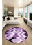 Etnik Modern Desen Dijital Kaymaz Yıkanabilir Yuvarlak Mutfak Salon Halısı Y-Modern-24-Mor 1
