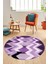 Etnik Modern Desen Dijital Kaymaz Yıkanabilir Yuvarlak Mutfak Salon Halısı Y-Modern-24-Mor 2