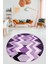Etnik Modern Desen Dijital Kaymaz Yıkanabilir Yuvarlak Mutfak Salon Halısı Y-Modern-24-Mor 3