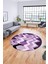 Etnik Modern Desen Dijital Kaymaz Yıkanabilir Yuvarlak Mutfak Salon Halısı Y-Modern-24-Mor 4