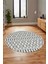 3D Kilim Desen Özel Tasarım Kaymaz Yıkanabilir Yuvarlak Mutfak Salon Halısı Y-Modern-84-Gri 2