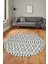 3D Kilim Desen Özel Tasarım Kaymaz Yıkanabilir Yuvarlak Mutfak Salon Halısı Y-Modern-84-Gri 3