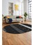 Sade Modern Kilim Desenli Dijital Kaymaz Yıkanabilir Oval Yolluk Salon Halısı O-Modern-75-Antrasit 2