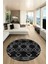 Modern Sade Desen Dijital Kaymaz Yıkanabilir Yuvarlak Mutfak Salon Halısı Y-Modern-91-Antrasit 4