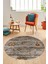 Modern Etnik Desen Dijital Kaymaz Yıkanabilir Yuvarlak Mutfak Salon Halısı Y-Modern-30-Kahve 2