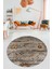 Modern Etnik Desen Dijital Kaymaz Yıkanabilir Yuvarlak Mutfak Salon Halısı Y-Modern-30-Kahve 3