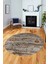 Modern Etnik Desen Dijital Kaymaz Yıkanabilir Yuvarlak Mutfak Salon Halısı Y-Modern-30-Kahve 5