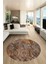 Modern Desen Dijital Kaymaz Yıkanabilir Yuvarlak Mutfak Salon Halısı Y-Modern-90-Kahve 5