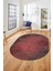 Şık Desen Baskılı Kaymaz Taban Yıkanabilir Modern Oval Yolluk Salon Halısı O-MODERN-111-BORDO 2