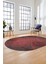 Şık Desen Baskılı Kaymaz Taban Yıkanabilir Modern Oval Yolluk Salon Halısı O-MODERN-111-BORDO 3