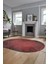 Şık Desen Baskılı Kaymaz Taban Yıkanabilir Modern Oval Yolluk Salon Halısı O-MODERN-111-BORDO 5