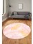 Yapraklı Baskılı Kaymaz Taban Yıkanabilir Modern Yuvarlak Salon Halısı Y-Modern-98-Pembe 2
