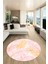 Yapraklı Baskılı Kaymaz Taban Yıkanabilir Modern Yuvarlak Salon Halısı Y-Modern-98-Pembe 4