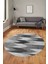 Renkli Desen Baskılı Kaymaz Taban Yıkanabilir Modern Yuvarlak Salon Halısı Y-MODERN-104-GRİ 2