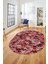 Baskılı Kaymaz Taban Yıkanabilir Renkli Modern Yolluk Mutfak Oval Salon Halısı O-Modern-02-Pembe 1